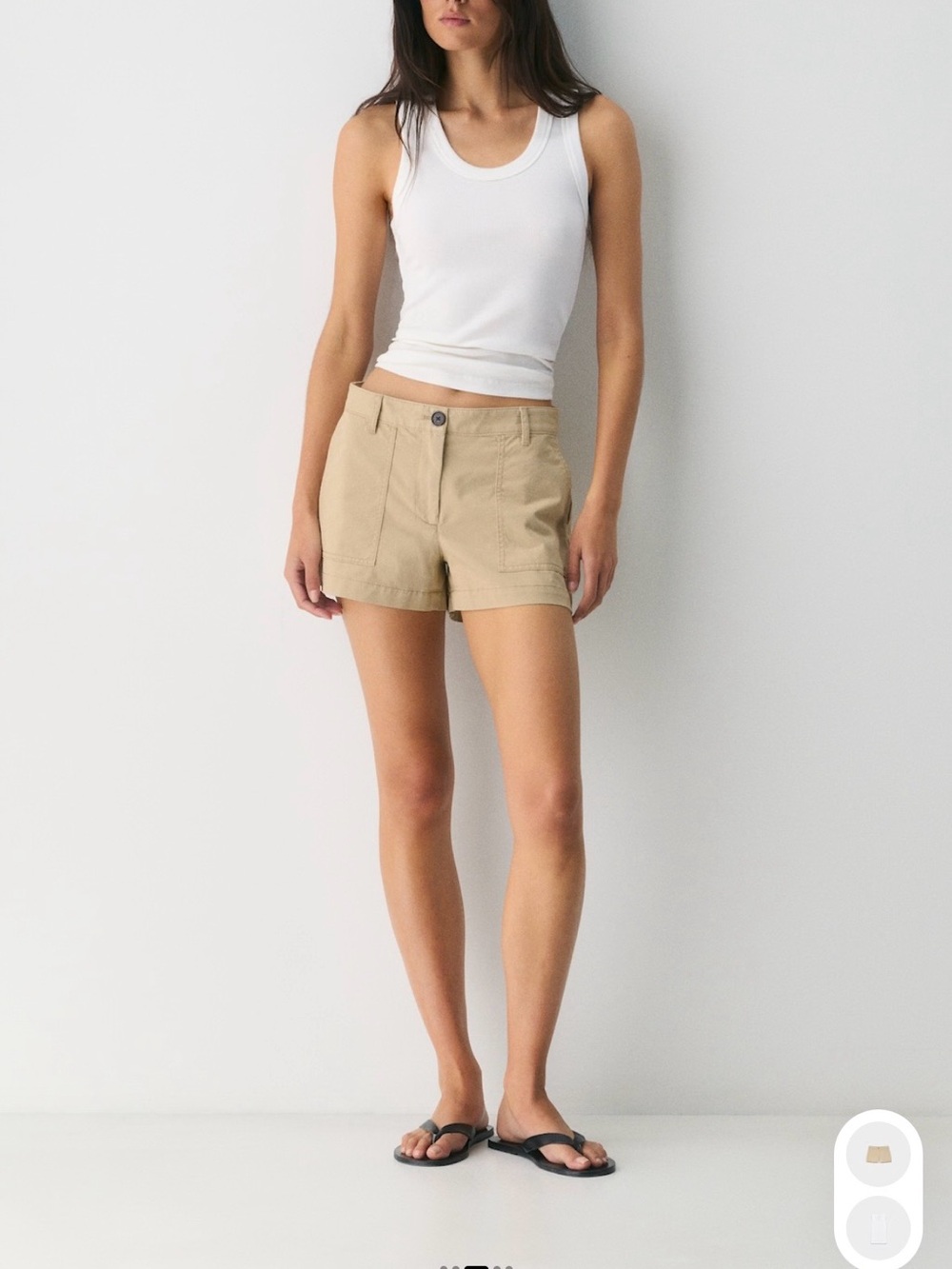 Aritzia Beige Mid-Rise Chino Mini Shorts